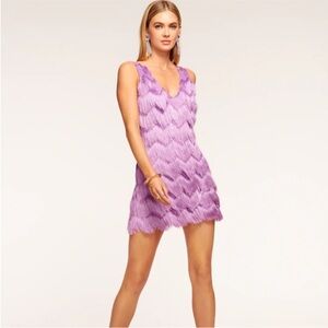 Ramy Brook Fringe Xenia Maui Lilac Mini Dress